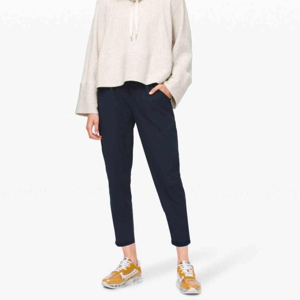 Lululemon Essential High-Rise Trouser cropped stretch work pant in navy